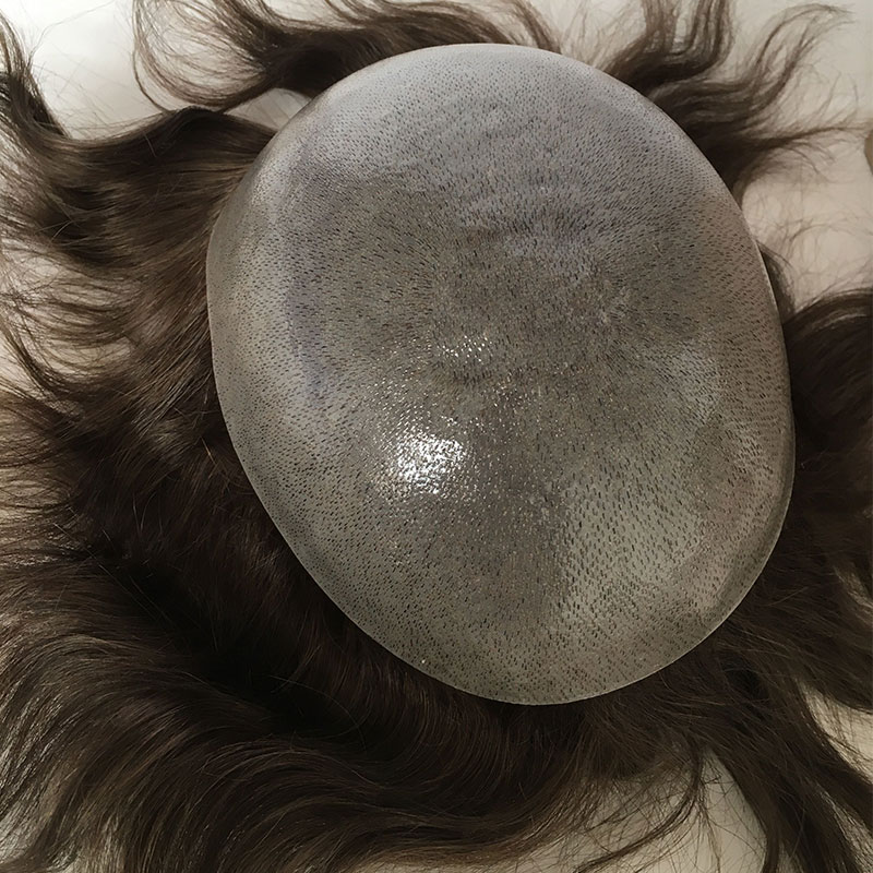 Toupee for Man Ultra Thin Skin PU Men's Hairpiece European Virgin Human Hair Replacement System Pieces 10x8inch #4 Light Brown Color - Image 7