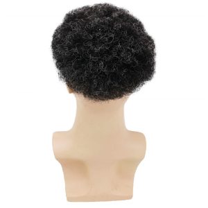 Human Hair Afro Curly Mens Toupee Hairpiece Wig Base with Hard PU Reforced Size 10x8 inch #1B Off Black - Image 33