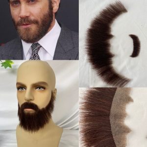 Big Fake Beard Swiss Lace Fake Beard And Moustache Real Human Hair Handmade Light Beard For Men Invisible Beards For Man