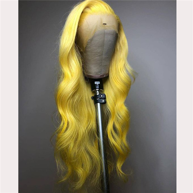 Peruvian Hair Styled Body Wave Lace Front Wigs Yellow Color