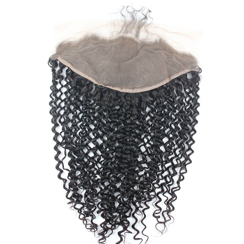 13x6 Curly Brazilian Human Hair Lace Frontal Closures Ear To Ear Bleached Knots With Baby Hair Natural Color - Image 3
