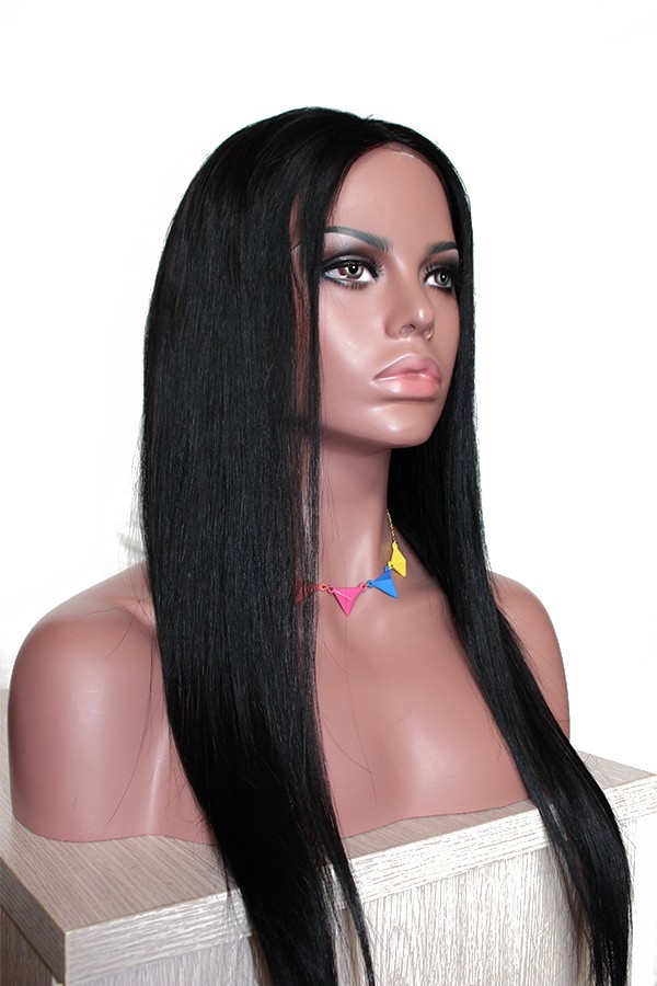 Pretty Lace Front Wigs Natural Black Silk Straight Indian Hair Bleached Knots Natural Baby Hair Around Pre-Plucked For Black Women - Image 3