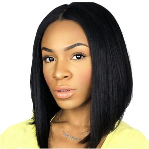 Short Bob Wigs Peruvian Hair Silk Straight 10-14 Human Hair Lace Wigs