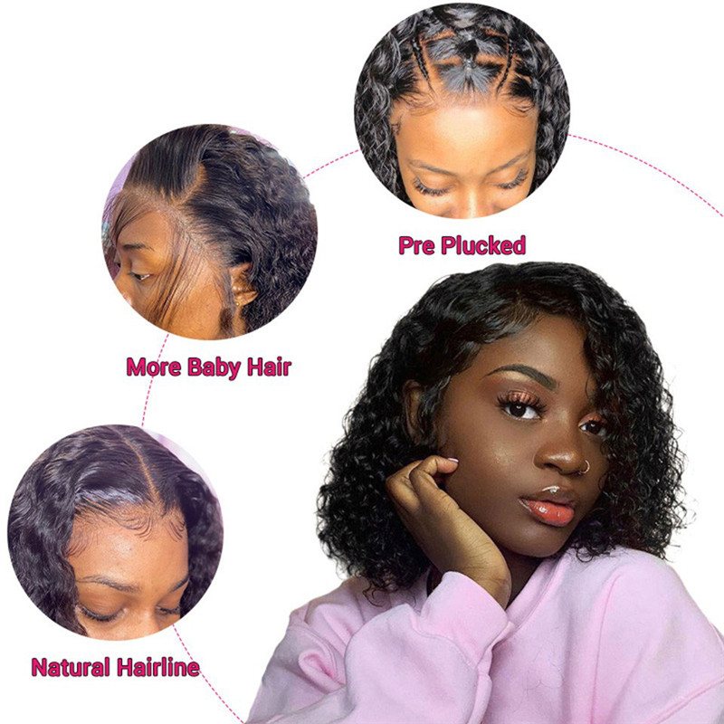 Short Curly Human Hair Wig Remy 13x4 Lace Front Human Hair Wigs For Black Women Brazilian Kinky Curly Wig Pre Plucked