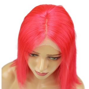 Light Red 13x6 Bob Lace Front Wig With Baby Hair Middle Deep Part Brazilian Remy Hair Wig Pre Plucked Natural Hair Line Hidden Knots - Image 3