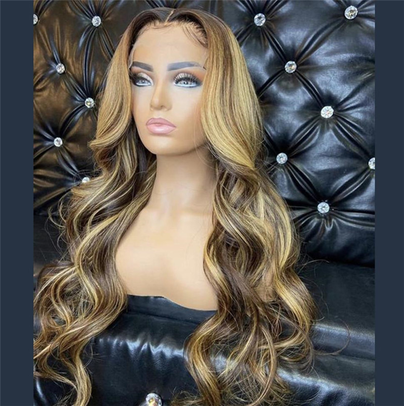 Brazilian Hair Blond Ombre Color HD Light Brown Lace Front Wig