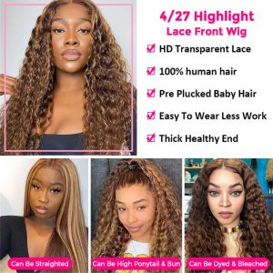 Oreo Highlight Wig Piano Color 4/27 Ombre Deep Wave 13X4/13X6 Hd Lace Front Human Hair Wigs - Image 8