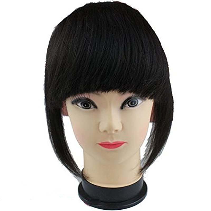 #1 Clip-in Front Hair Bangs Full Fringe Short Straight Hairpieces Brazilian Virgin Human Hair Extensions for women 6-8inch - Image 3