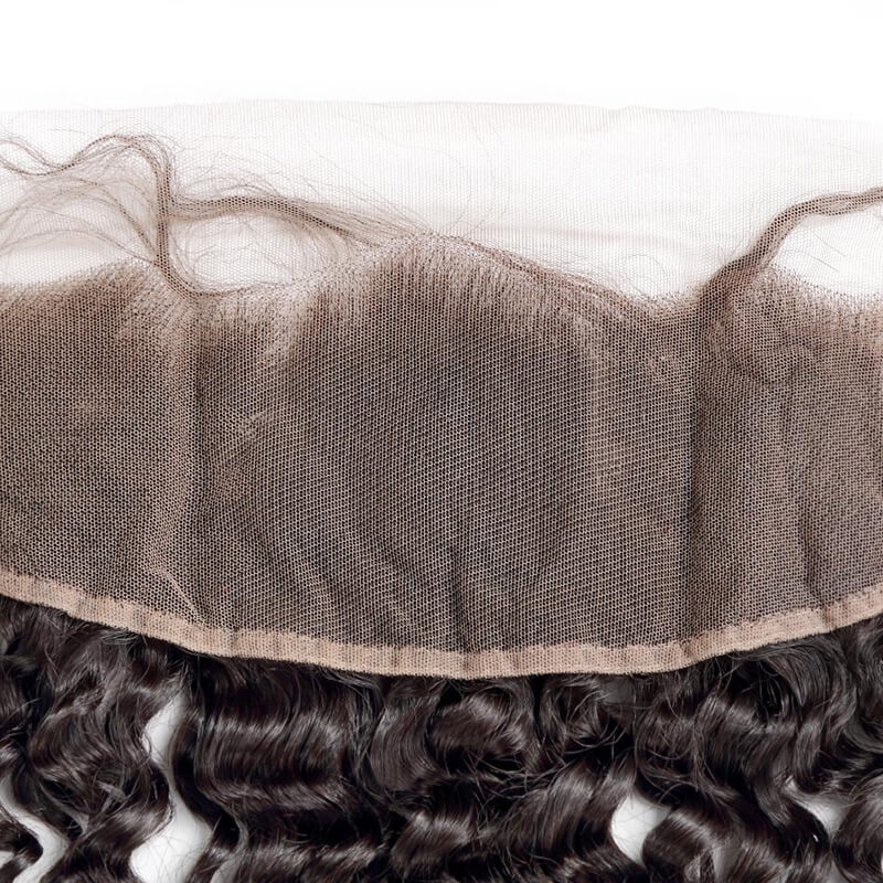 Brazilian Curly Human Hair 13x4 Lace Frontal Hidden Knots With Natural Color Human Hair Bundles - Image 4