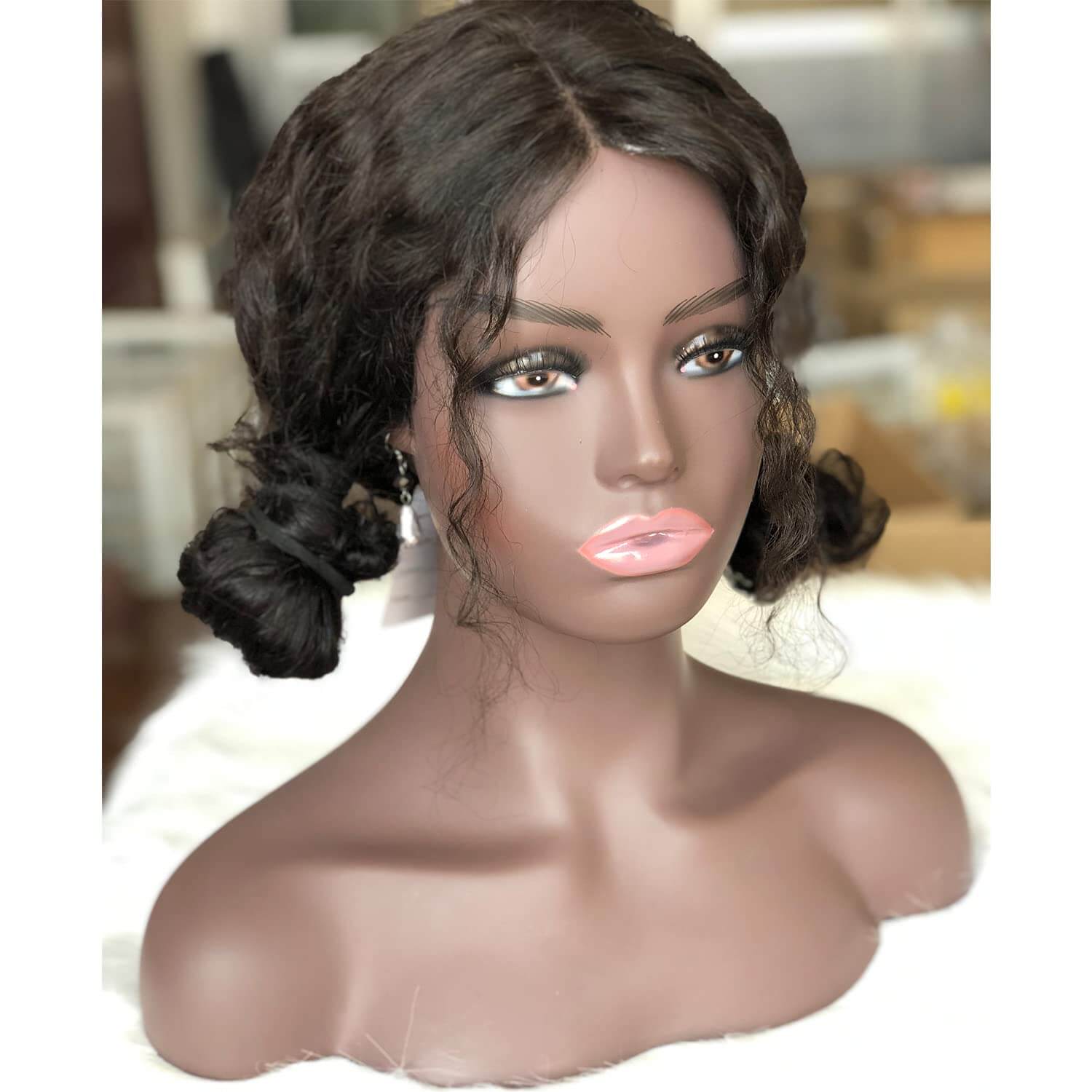 Realistic Female Mannequin Head with Shoulder Manikin PVC Head Bust Wig Head Stand with Makeup for Wigs Display Making,Styling,Sunglasses,Necklace Ear - Image 10