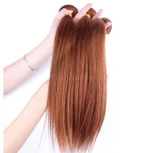 Color #30 Medium Brown Brazilian Remy Hair Straight Hair Weave 3 Buddles Deals - Image 2