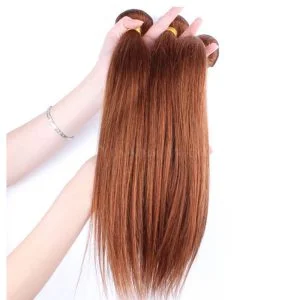 Color #30 Medium Brown Brazilian Remy Hair Straight Hair Weave 3 Buddles Deals - Image 2