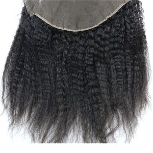 13x4 Full Lace Frontal Closure Kinky Straight Ear to Ear Free Part Unprocessed Mongolian Human Hair Extensions With Baby Hair Bleached Knots Na - Image 4