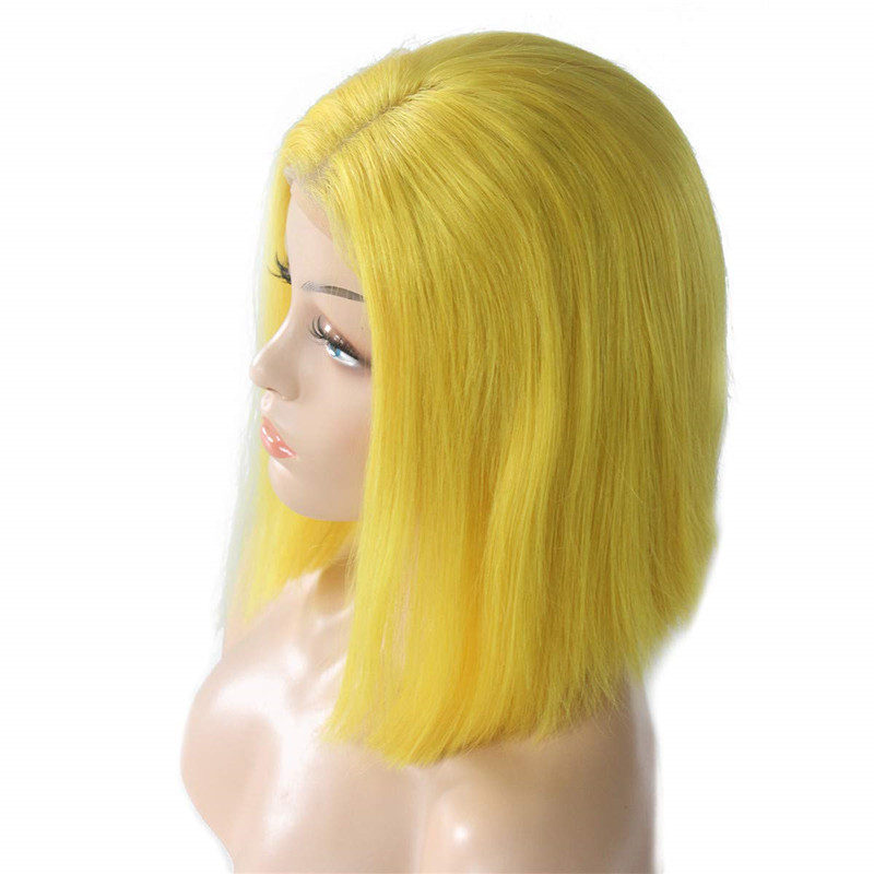 150% Straight Yellow Short Bob Human Hair Wigs Brazilian Remy Pre Plucked Bob Wig Transparent Lace Wigs Glueless Wigs - Image 6