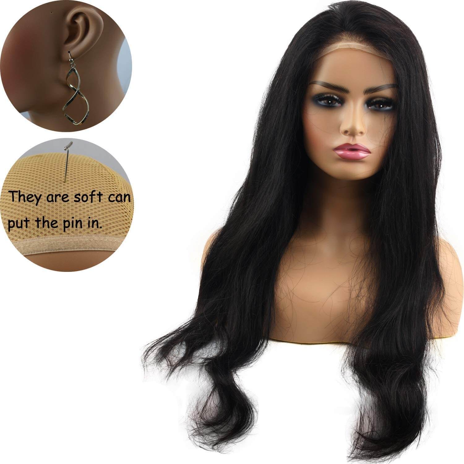 Realistic Female Mannequin Head with Shoulder Manikin PVC Head Bust Wig Head Stand for Wigs Display Making,Styling,Sunglasses,Necklace Earrings - Image 3
