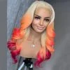 150% Density Pink Brown Red Glueless Colored Human Hair Wigs For Women Brazilian Body Wave Ombre Lace Front Wig Bleached Knots