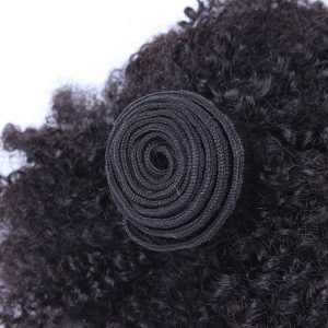 Natural Color Human Hair Afro Kinky Curly Hair Bundles 3PCS with 13X4 Lace Frontal Baby Hair Around Bleached Knots - Image 4