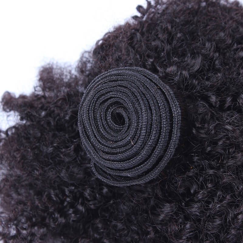 Natural Color Human Hair Afro Kinky Curly Hair Bundles 3PCS with 13X4 Lace Frontal Baby Hair Around Bleached Knots - Image 4