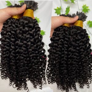 Kinky Curly I Tip Human Hair Extension Curly Remy Hair Stick I Tip Hair African American Microlinks Fusion Hair Pre bondeding 100St - Image 3