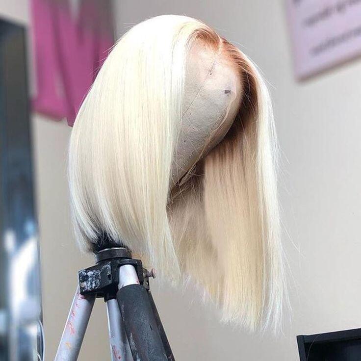 Brown Roots Ombre Blonde 613 Lace Frontal BOB Wig 150% Blonde Bob Lace Front Wig Brazilian Remy Bob Ombre Colored Human Hair Wigs For Women - Image 4