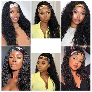 Headband Wigs Human Hair Deep Wave 16 Inch wigs Glueless Headband Wig Deep Wave None Lace Front Wigs Machine Made 150% Density Wigs Curly Hair - Image 6