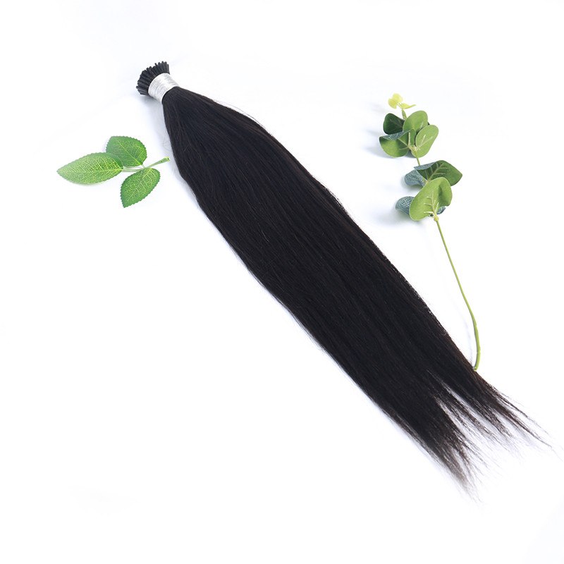 Wholesale Virgin Wig Braiding Custom Color Human Hair Yaki Straight Hair Extensions I Tip - Image 4