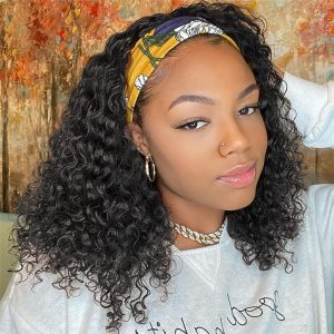Headband Wigs Curly Human Hair for Black Women Glueless None Lace Front Wig Brazilian Virgin Hair Headband Wig Curly Half Wigs Human Hair - Image 7