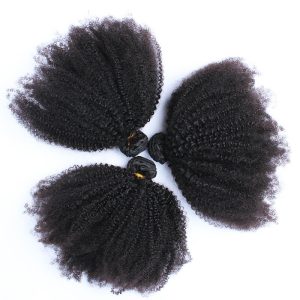 Natural Color Human Hair Afro Kinky Curly Hair Bundles 3PCS with 13X4 Lace Frontal Baby Hair Around Bleached Knots - Image 3
