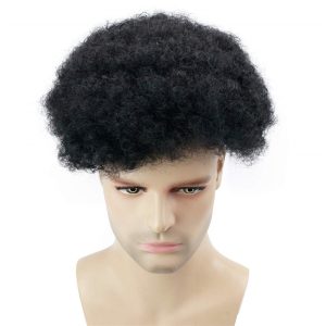 Human Hair Afro Curly Mens Toupee Hairpiece Wig Base with Hard PU Reforced Size 10x8 inch #1B Off Black - Image 23