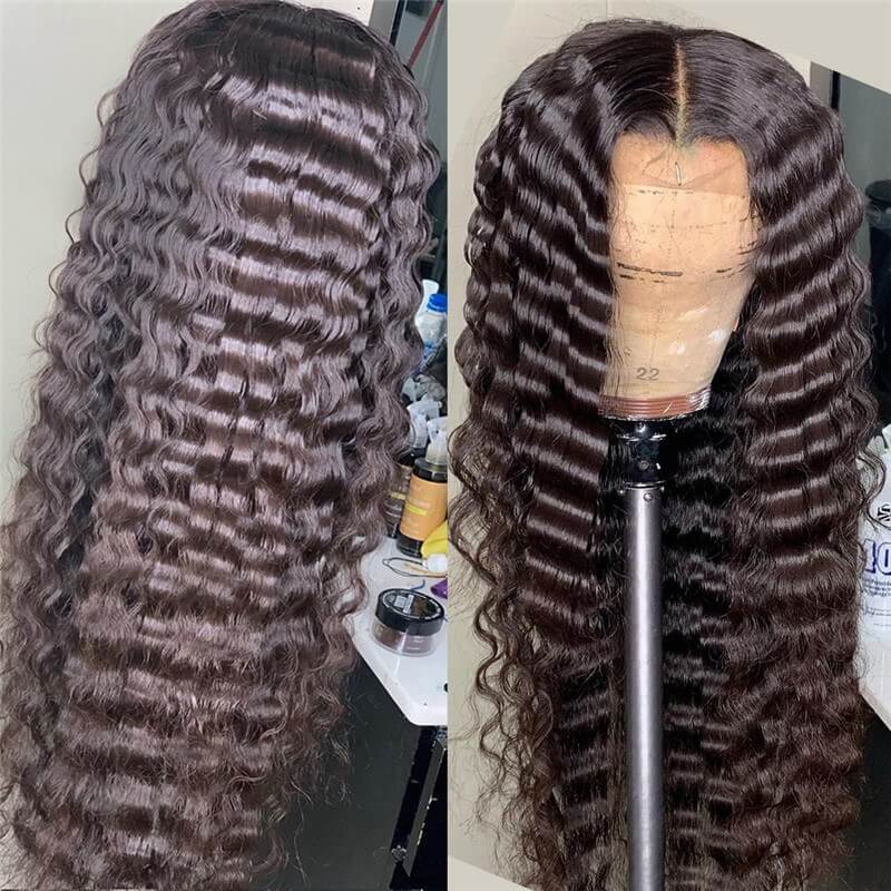 150% Density Deep Wave Frontal Wig 8-26inch 13x4 Lace Front Human Hair Wigs For Women Brazilian Remy Hair 4x4 Lace Closure Wig - Image 3