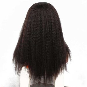 Lace Front Wigs Really Nice Peruvian Natural Remy Hair Natural Color Kinky Straight Lace Wig With Natural Baby Hair Bleached Knots - Image 3