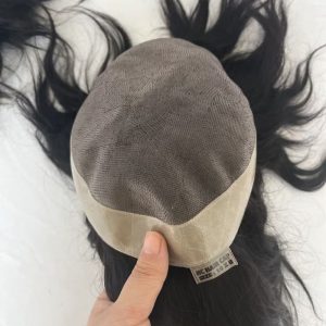 Toupee for Men Fine Mono Top around PU Thin Skin Base 100% Remy European Human Hair piece 1B Hair Replacement System 10x8 10x7 9x7 - Image 6