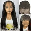 Box Braided Wigs For Black Women Braiding Hair 13X6 Micro Braids Wig Lace Front Wig Braided Wig Fake Scalp Synthetic Heat Resistant Fiber Micro Croche