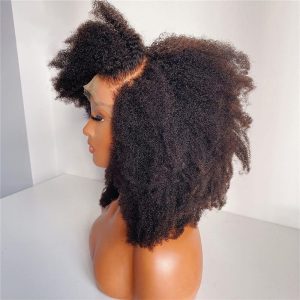 Alternative view of 4B 4C Afro Kinky Curly Wig HD Swiss Transparent Lace Front Wig Deep Part 13x6 Lace Front Wig Human Hair Pre Plucked Remy Brazilian Lace Frontal Wigs