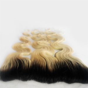Alternative view of Ombre 13X4 Lace Frontal 1b/613# Ombre Blonde Hand Made Ear to Ear Body Wave Lace Frontal Hair Extension Bleached Knots with Baby Hair