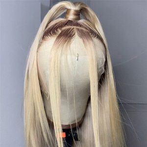 28inch Straight Ombre Blonde Lace Front Wig Human Hair Wigs For Women Brazilian 13x4 Brown Ash Blonde Lace Front Wig Transparent - Image 3