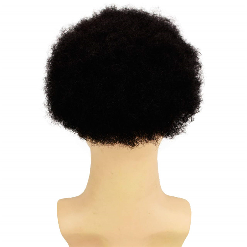 Human Hair Afro Curly Mens Toupee Hairpiece Wig Base with Hard PU Reforced Size 10x8 inch #1B Off Black - Image 35