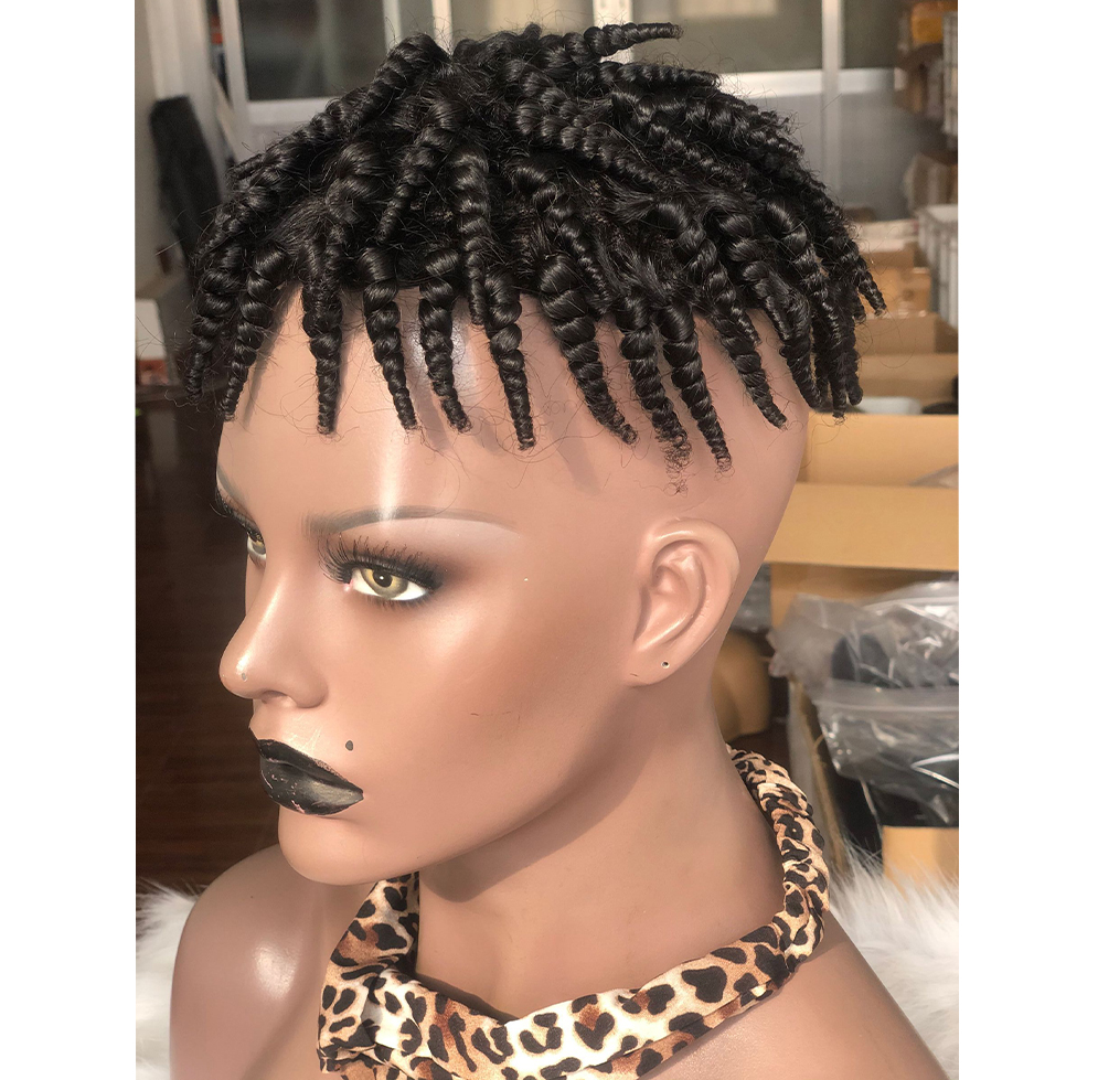 Toupee for Men Hair PU Mono Lace Men's Wig 100% Human Hair Pieces Curly 1B# Off Black Color 10" x 8"Human Hair Mens Toupee Hair - Image 2