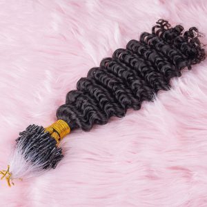 Kinky Curly Bead Loop Human Hair Extensions Brazilian Virgin Hair Weave I Tip Micro Ring Extensions - Image 5