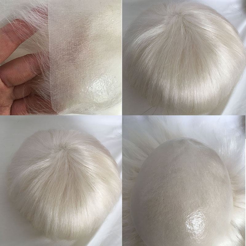 Toupee for Man Ultra Thin Skin PU Men's Hairpiece European Virgin Human Hair Replacement System Pieces 10x8inch #4 Light Brown Color - Image 31