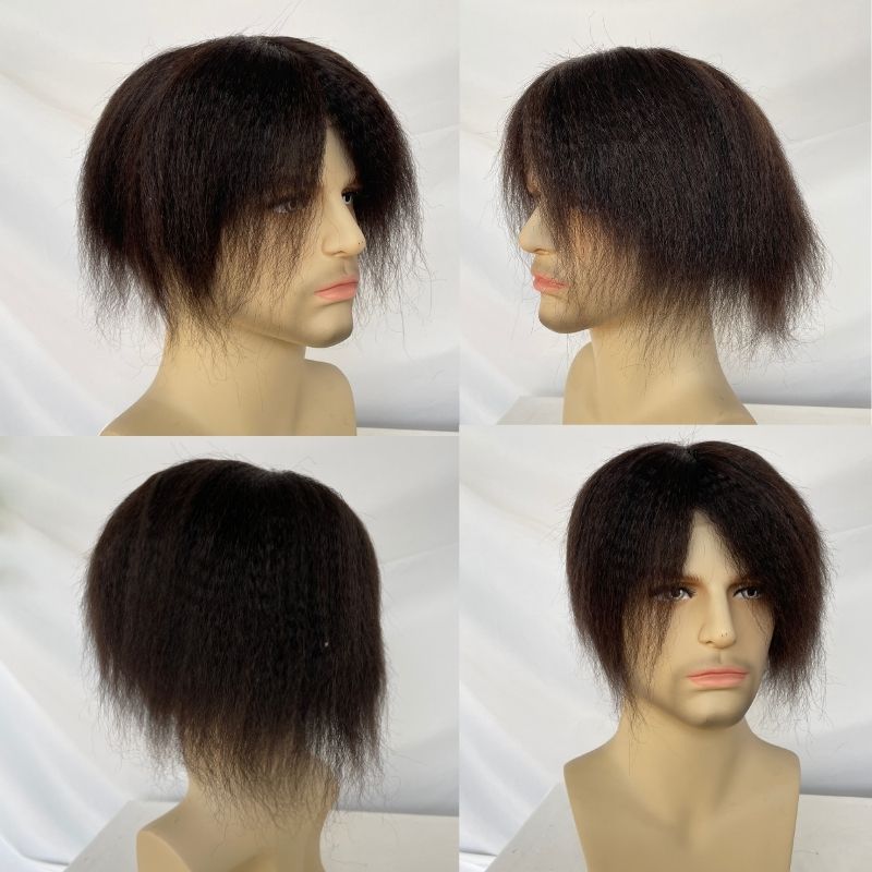Pwigs Toupee for Men Full French Full Lace Cap Base European Human Hair Men Toupee Natural Hairline Hair System 1B Hair Men Wigs - Image 3