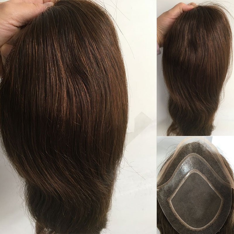 Long Human Hair Toupee for Men 12inch 10x8 Hairpieces Human Hair Mens Toupee Mono Net with PU around Natural Black Color Men Wigs - Image 18