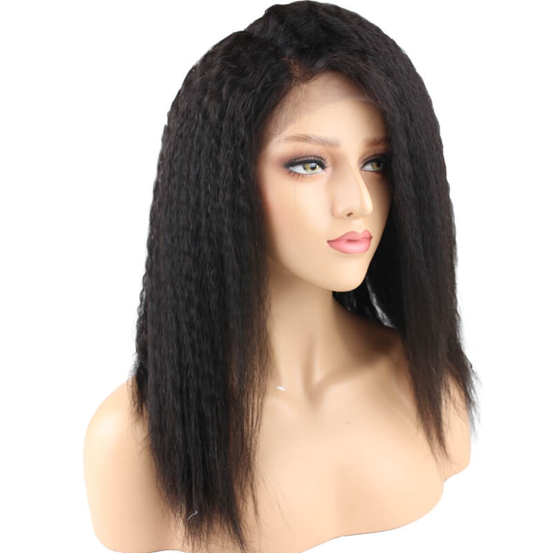 Fashion Kinky Straight Lace Front Natural Color Brazilian Human Hair Lace Front Wig Pre Plucked Natural Hair Line - Image 3