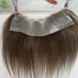 Men's V Loop Frontal Toupee PU Human Hair Hairline 100% Real Human Hair Male Replacement 4# Brown Color - Image 8