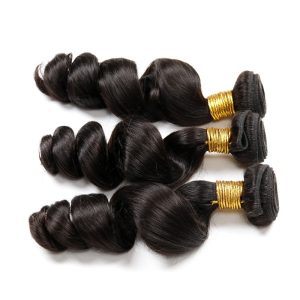 8A Remy Hair Bouncy Curl Unprocessed Hair 3 Bundles Loose Wave Peruvian Remy Hair Weave 3 Pc Lot - Image 2