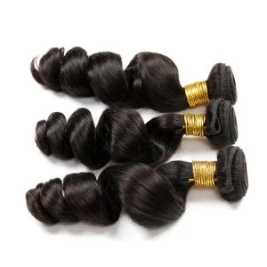 8A Remy Hair Bouncy Curl Unprocessed Hair 3 Bundles Loose Wave Peruvian Remy Hair Weave 3 Pc Lot - Image 2