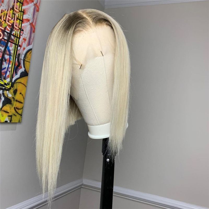 Short Bob #2/#60 Ash Blonde Lace Front Human Hair Wigs For Women Brazilian Remy Hair Bob Straight Lace Front Wig Pre Plucked - Image 5