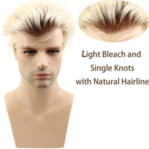 Pwigs Toupee For Men 1BT60 European Human Hair Mono Net PU Around Replacement System Mens Hairpieces - Image 11