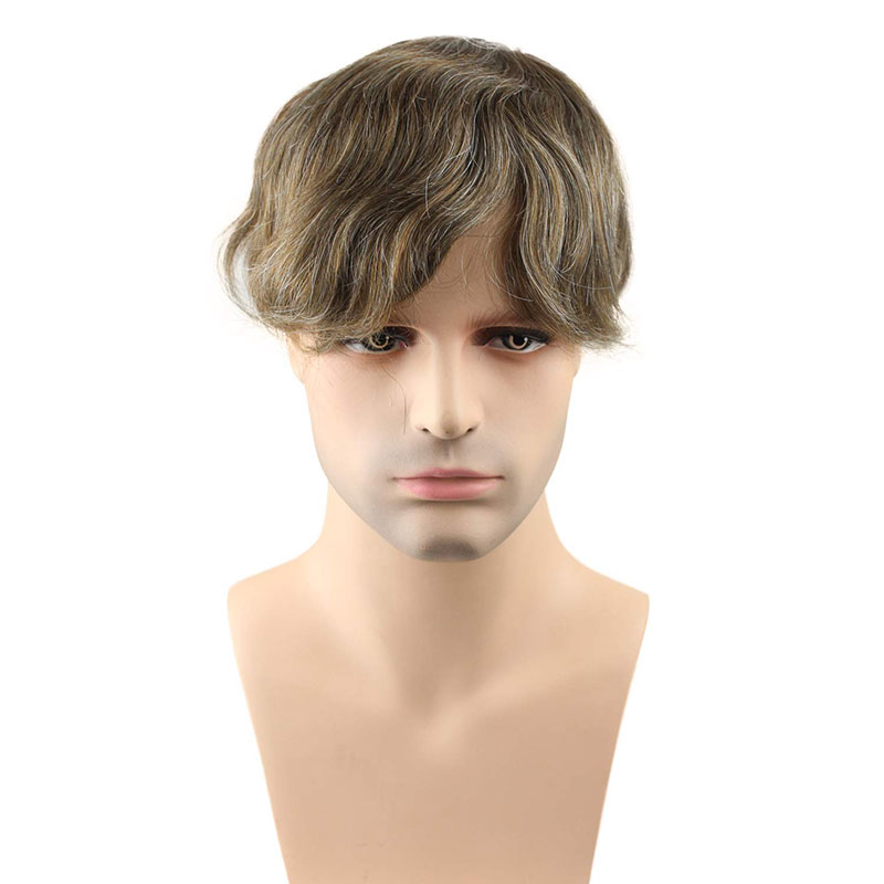 Men's Toupee 10x8 Human Hair 5# Color Mix 10% Grey HairThin Skin Hairpiece Hair Replacement System Monofilament Net Base for Men - Image 26