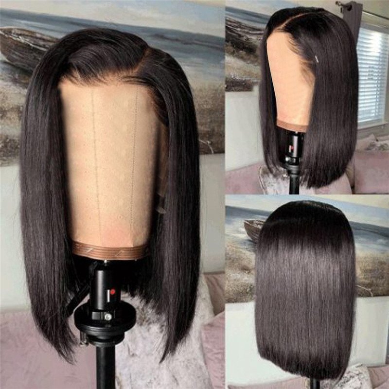 8-16inch Short Straight Bob Wig Lace Front Human Hair Wigs For Black Women 150% Density Remy Brazilian Bob Lace Wig Pre Plucked - Image 4